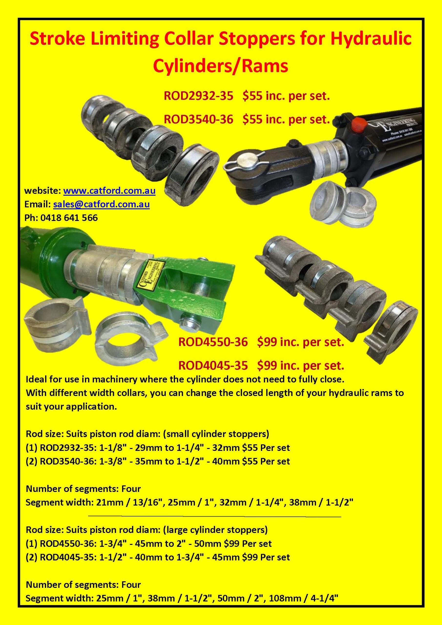 Stroke Limiting Collar Stoppers for Hydraulic Cylinders Catford Engineering